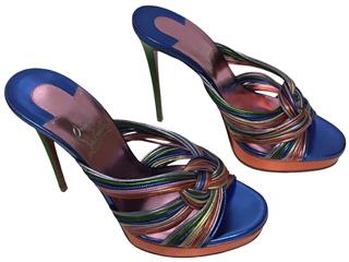CHRISTIAN LOUBOUTIN MULTITASKI ALTA 120 PLATFORM SANDALS METALLIC HEELS SZ 37
